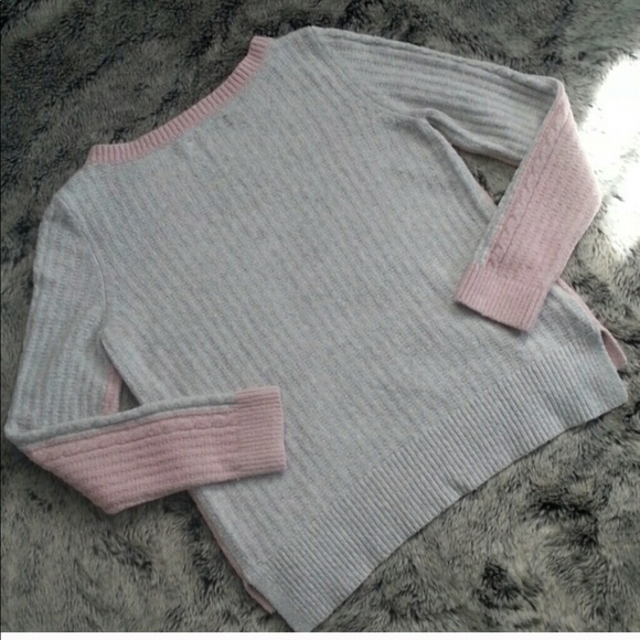 Loft Color block Pink Gray Sweater - Picture 5 of 8